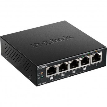 Неуправляемый коммутатор D-LINK DGS-1005P/A1A с 5 портами 10/100/1000Base-T