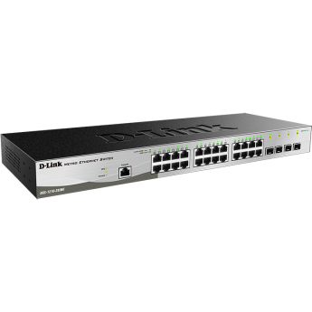 Управляемый L2 коммутатор D-LINK DGS-1210-28XS/ME/B2A с 24 портами. 100/1000Base-X SFP и 4 портами 10GBase-X SFP+